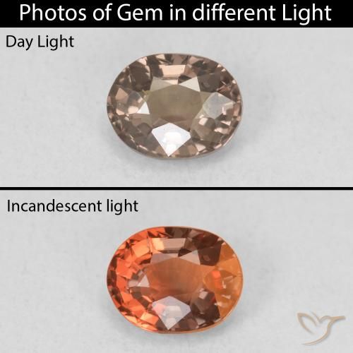 0.79ct Натуральный Средний светло-коричневый Меняющий цвет гранат, Овал, VVS-VS