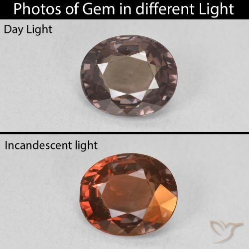 1.76ct Натуральный Средний светло-коричневый Меняющий цвет гранат, Овал, VVS-VS