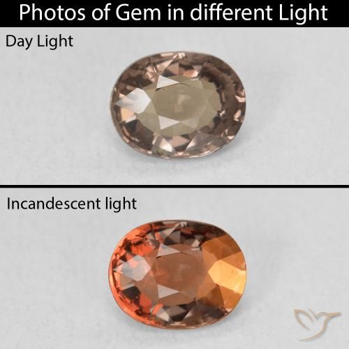 1.05ct Натуральный Средний светло-коричневый Меняющий цвет гранат, Овал, VVS-VS