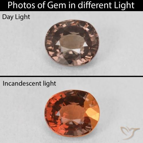 1.07ct Натуральный Средний светло-коричневый Меняющий цвет гранат, Овал, VVS-VS