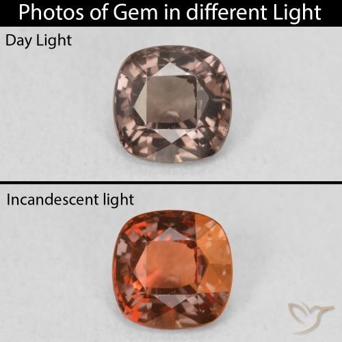 1.05ct Натуральный Средний светло-коричневый Меняющий цвет гранат, Подушка, Чистота VS