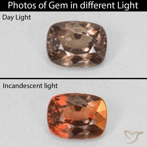 0.98ct Натуральный Средний светло-коричневый Меняющий цвет гранат, Подушка, Чистота VS