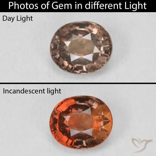 1.37ct Натуральный Средний светло-коричневый Меняющий цвет гранат, Овал, Чистота VS