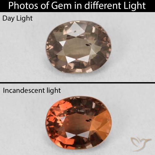 1.23ct Натуральный Средний светло-коричневый Меняющий цвет гранат, Овал, Чистота VS