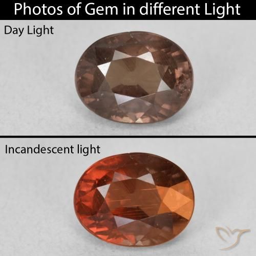 1.65ct Натуральный Средний светло-коричневый Меняющий цвет гранат, Овал, Чистота VS