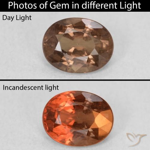 0.82ct Натуральный Средний светло-коричневый Меняющий цвет гранат, Овал, Чистота VS