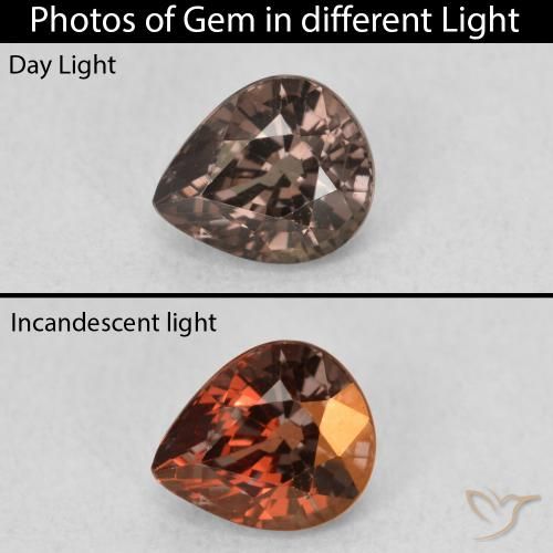 1.14ct Натуральный Темно-коричневый Меняющий цвет гранат, Форма груши, Чистота VS