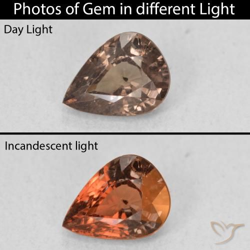 1.08ct Натуральный Темно-коричневый Меняющий цвет гранат, Форма груши, Чистота VS