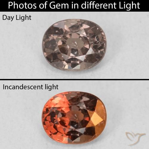 0.97ct Натуральный Темно-коричневый Меняющий цвет гранат, Овал, Чистота VS