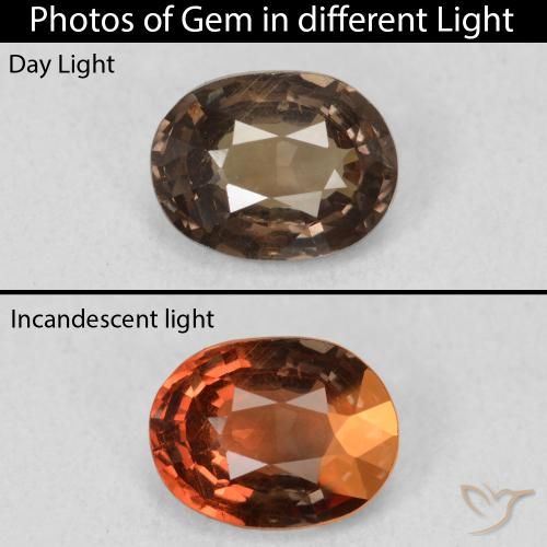 1.26ct Натуральный Темно-коричневый Меняющий цвет гранат, Овал, Чистота VS
