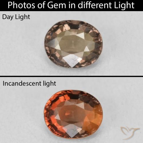 1.03ct Натуральный Теплый коричневый Меняющий цвет гранат, Овал, Чистота VVS