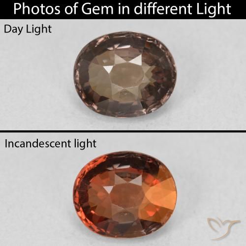 1.39ct Натуральный Коричневый Меняющий цвет гранат, Овал, Чистота VVS