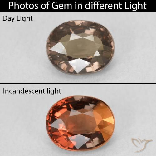 1.15ct Натуральный Теплый коричневый Меняющий цвет гранат, Овал, Чистота VVS