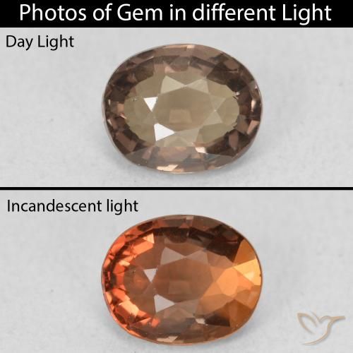 1.03ct Натуральный Коричневый Меняющий цвет гранат, Овал, Чистота VVS