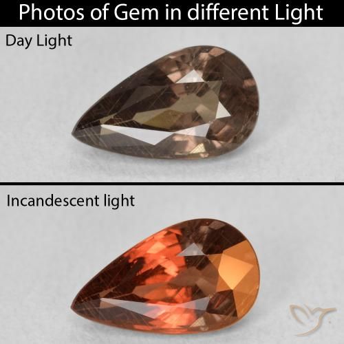 1.41ct Натуральный Темно-коричневый Меняющий цвет гранат, Форма груши, Чистота VS