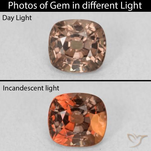 0.95ct Натуральный Коричневый Меняющий цвет гранат, Подушка, Чистота VS
