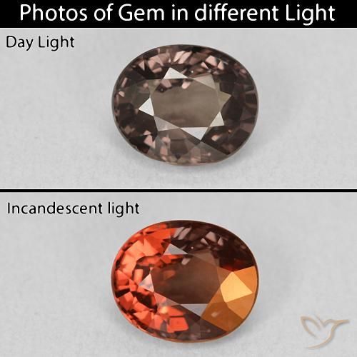 1.78ct Натуральный Коричневый Меняющий цвет гранат, Овал, VVS-VS