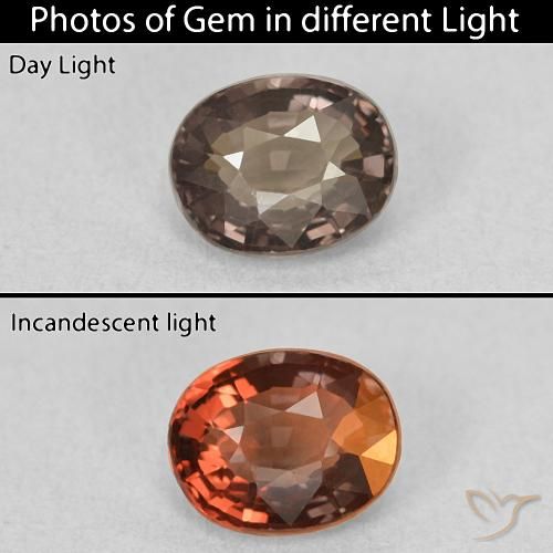 1.05ct Натуральный Коричневый Меняющий цвет гранат, Овал, Чистота VVS