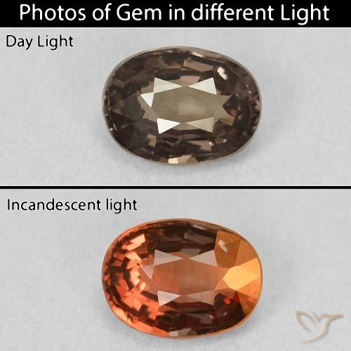 0.96ct Натуральный Пекан коричневый Меняющий цвет гранат, Овал, Чистота VVS
