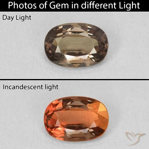 1.07ct Натуральный Средний светло-коричневый Меняющий цвет гранат, Овал, VVS-VS