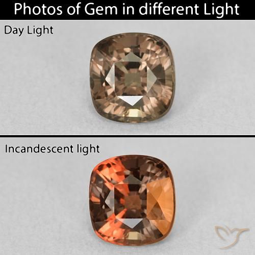 1.13ct Натуральный Средний светло-коричневый Меняющий цвет гранат, Подушка, VVS-VS