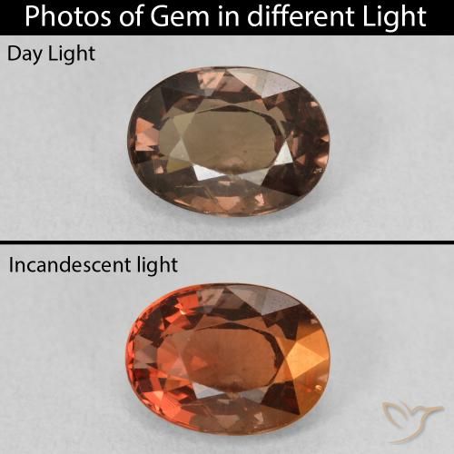 1.64ct Натуральный Средний светло-коричневый Меняющий цвет гранат, Овал, Чистота VS