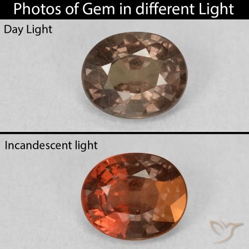 1.07ct Натуральный Средний светло-коричневый Меняющий цвет гранат, Овал, Чистота VS