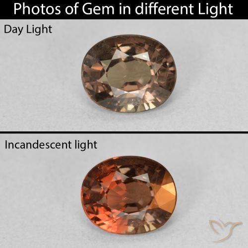 1.16ct Натуральный Средний светло-коричневый Меняющий цвет гранат, Овал, Чистота VS