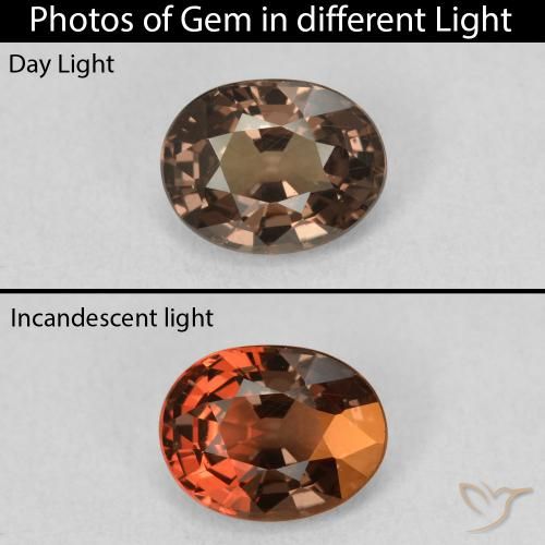 1.37ct Натуральный Средний светло-коричневый Меняющий цвет гранат, Овал, Чистота VS