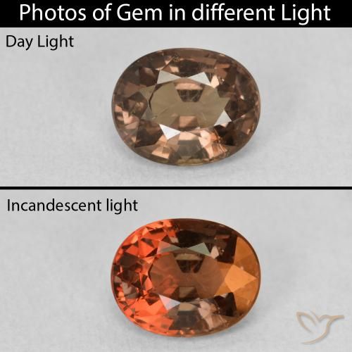 1.39ct Натуральный Средний светло-коричневый Меняющий цвет гранат, Овал, Чистота VS