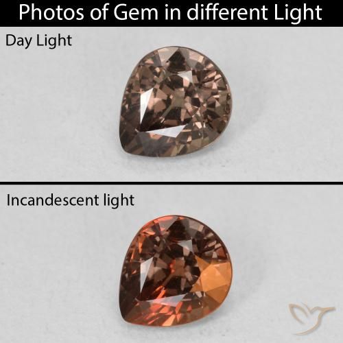 0.97ct Натуральный Темно-коричневый Меняющий цвет гранат, Форма груши, Чистота VS