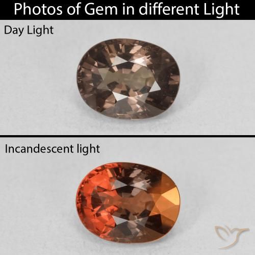 1.57ct Натуральный Темно-коричневый Меняющий цвет гранат, Овал, Чистота VS