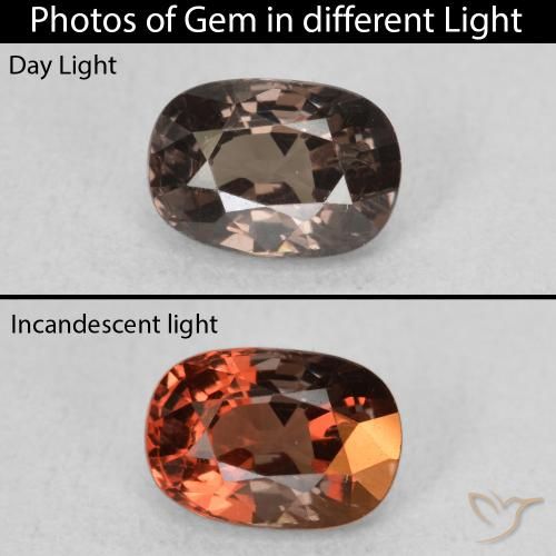 1.05ct Натуральный Темно-коричневый Меняющий цвет гранат, Подушка, Чистота VS