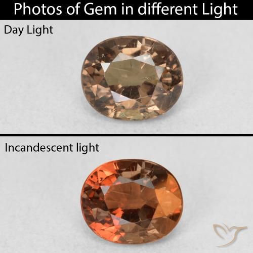 0.94ct Натуральный Темно-коричневый Меняющий цвет гранат, Овал, Чистота VS