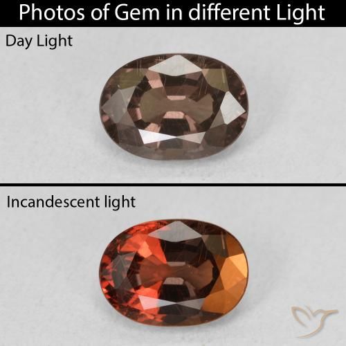 1.34ct Натуральный Темно-коричневый Меняющий цвет гранат, Овал, Чистота VS