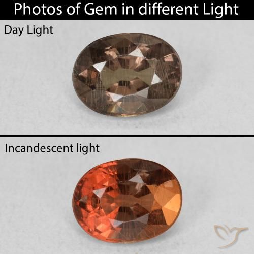 0.97ct Натуральный Темно-коричневый Меняющий цвет гранат, Овал, Чистота VS