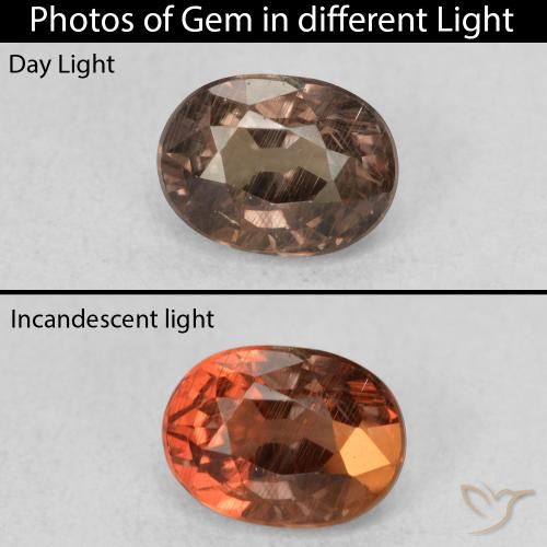 0.96ct Натуральный Темно-коричневый Меняющий цвет гранат, Овал, Чистота VS
