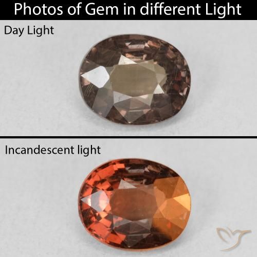 1.28ct Натуральный Темно-коричневый Меняющий цвет гранат, Овал, Чистота VS