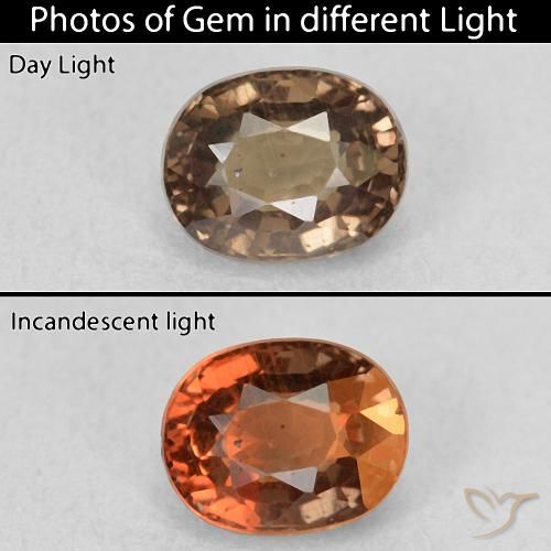 0.99ct Натуральный Темно-коричневый Меняющий цвет гранат, Овал, Чистота VS