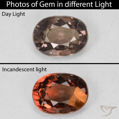 1.19ct Натуральный Темно-коричневый Меняющий цвет гранат, Овал, VVS-VS