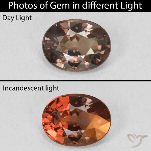 1.21ct Натуральный Темно-коричневый Меняющий цвет гранат, Овал, VVS-VS