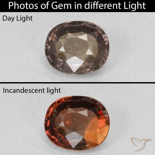 1.30ct Натуральный Темно-коричневый Меняющий цвет гранат, Овал, VVS-VS