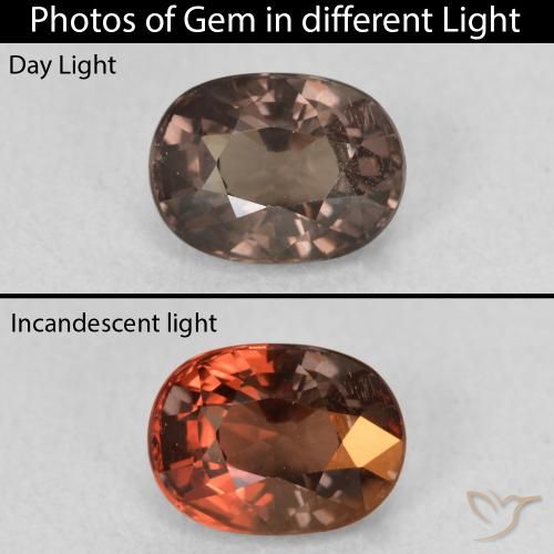 1.47ct Натуральный Темно-коричневый Меняющий цвет гранат, Овал, VVS-VS