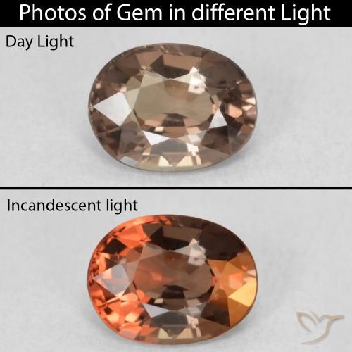1.13ct Натуральный Темно-коричневый Меняющий цвет гранат, Овал, VVS-VS