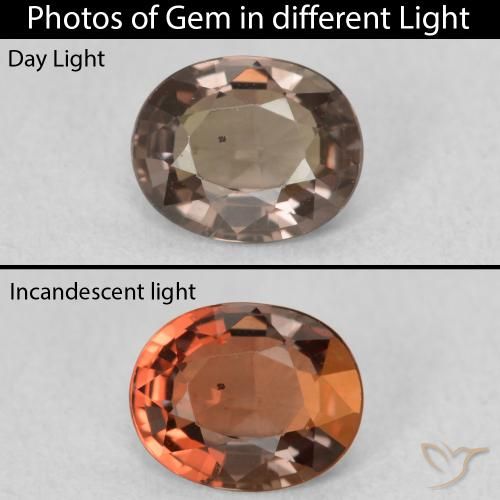 1.02ct Натуральный Темно-коричневый Меняющий цвет гранат, Овал, VVS-VS