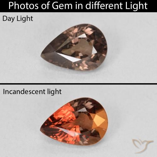 1.81ct Натуральный Средний светло-коричневый Меняющий цвет гранат, Форма груши, Чистота VS