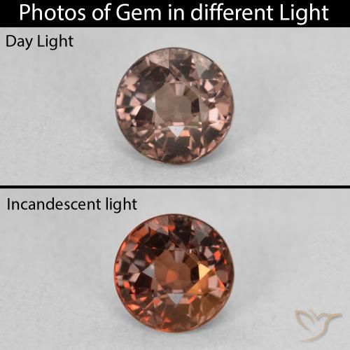 1.15ct Натуральный Средний светло-коричневый Меняющий цвет гранат, Круглый, Чистота VS