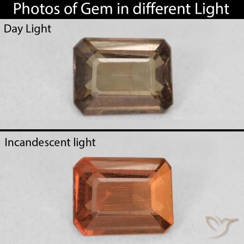 0.91ct Натуральный Темно-коричневый Меняющий цвет гранат, Изумрудная огранка, Чистота VS