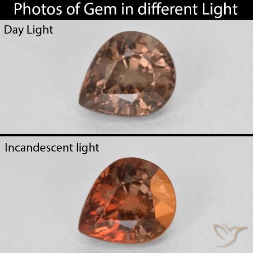 1.37ct Натуральный Темно-коричневый Меняющий цвет гранат, Форма груши, Чистота VS