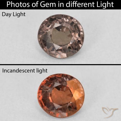 0.99ct Натуральный Пекан коричневый Меняющий цвет гранат, Круглый, Чистота VS